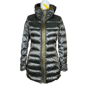 Feyem Down Puffer Reversible Coat w/ Removable Hood • Green • Size 42 IT / US 6